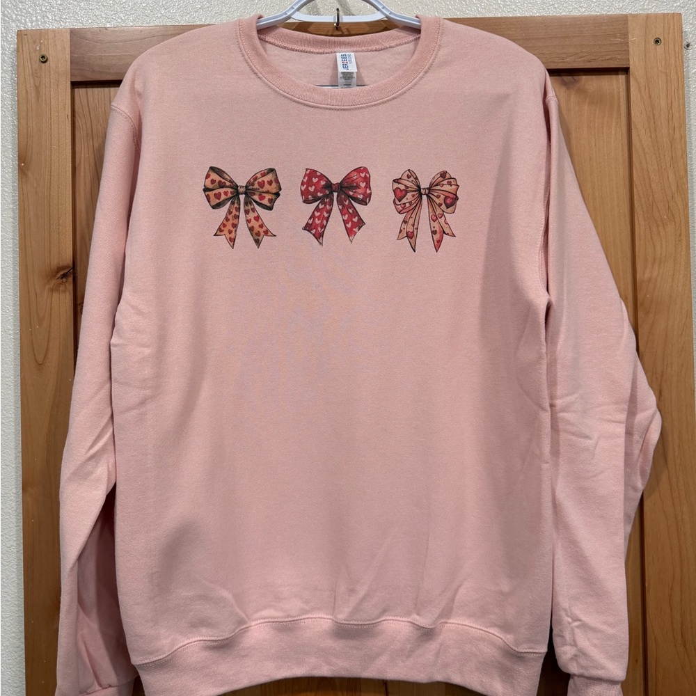 Valentine’s Coquette Bows Pink Sweatshirt, size small